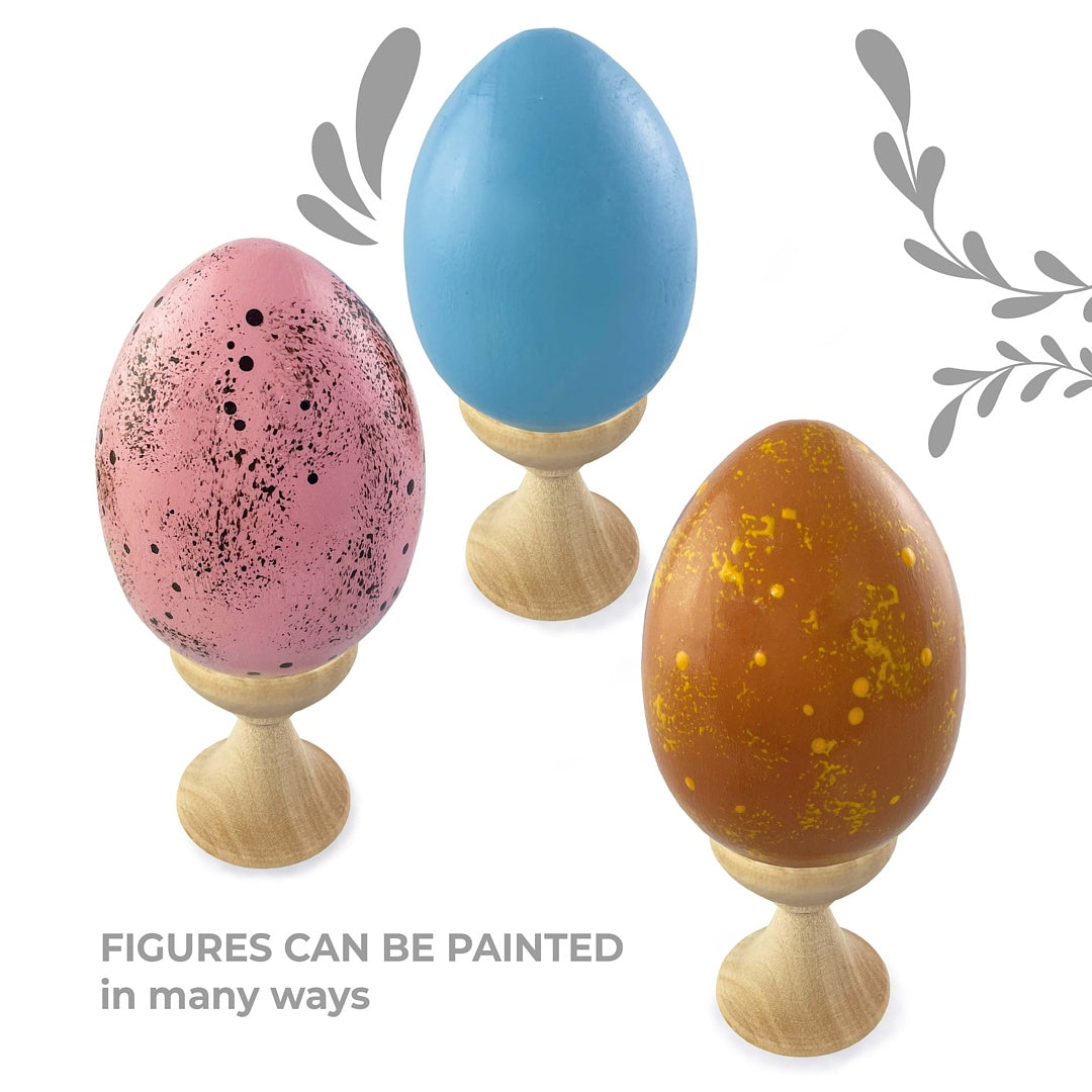 Wooden set Egg on a stand 3 pcs