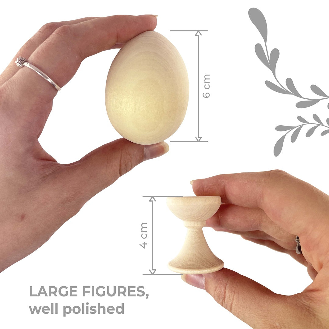 Wooden set Egg on a stand 3 pcs