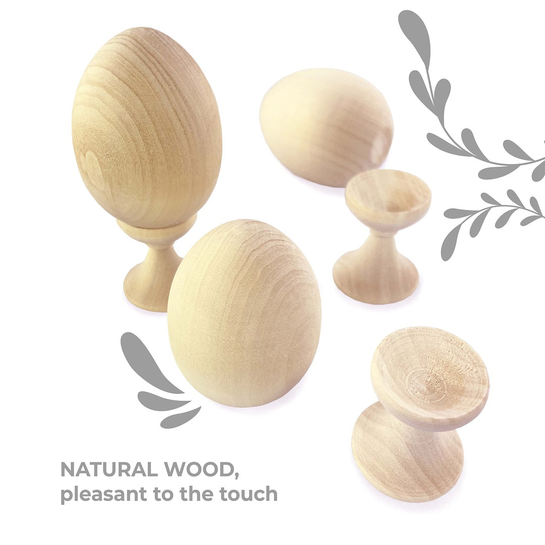 Wooden set Egg on a stand 3 pcs