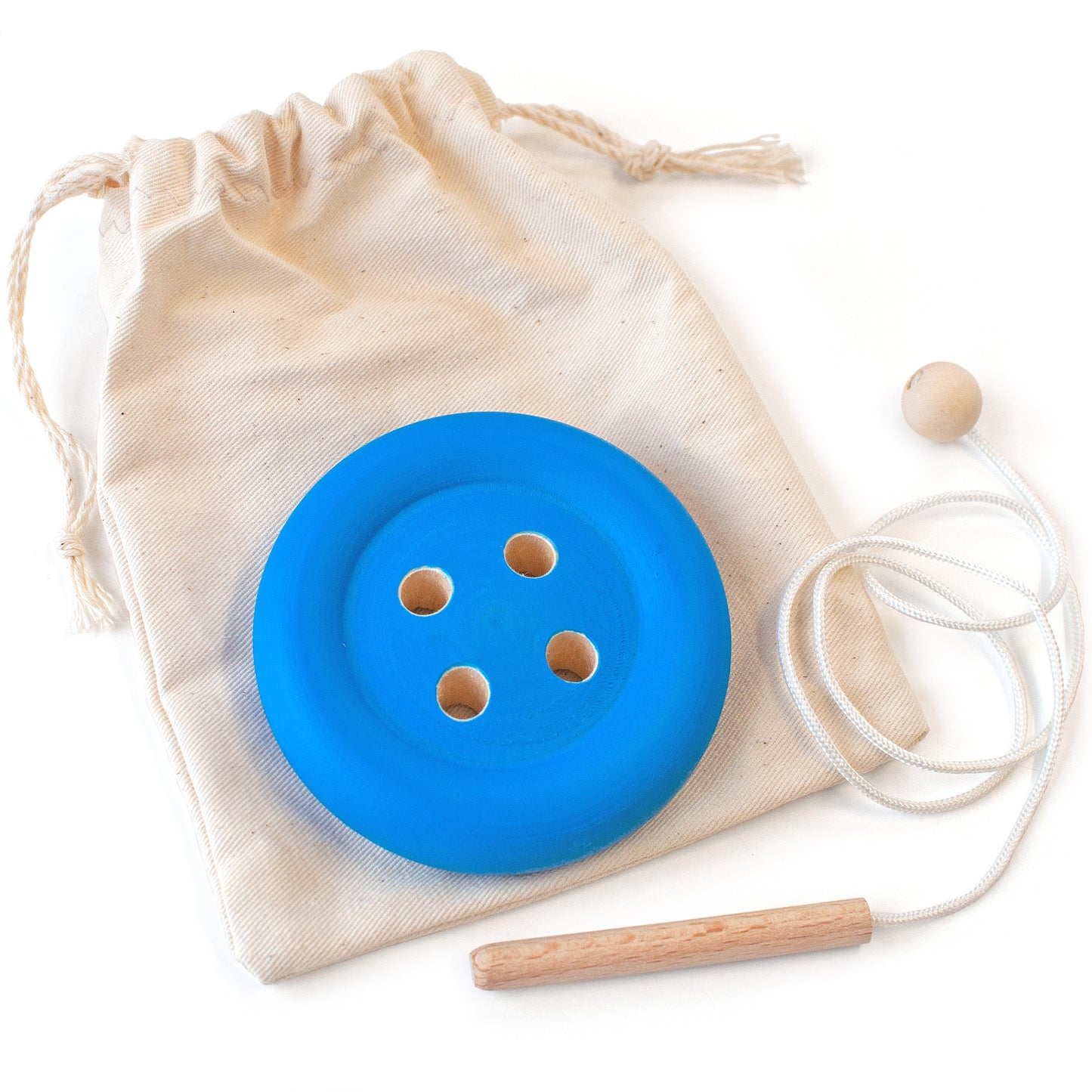 Developing Game Lacing Button Blue Montessori Toy