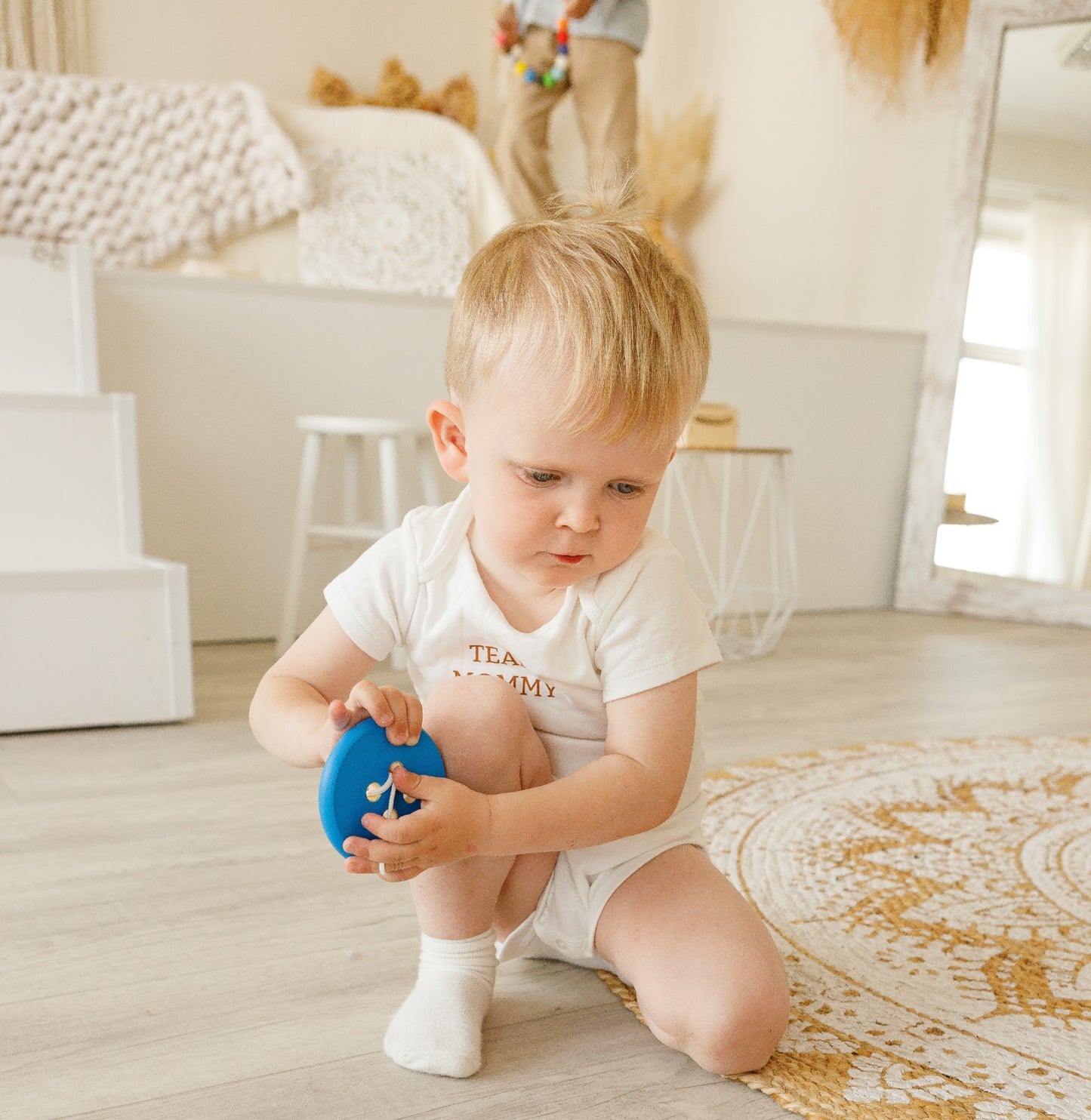 Developing Game Lacing Button Blue Montessori Toy