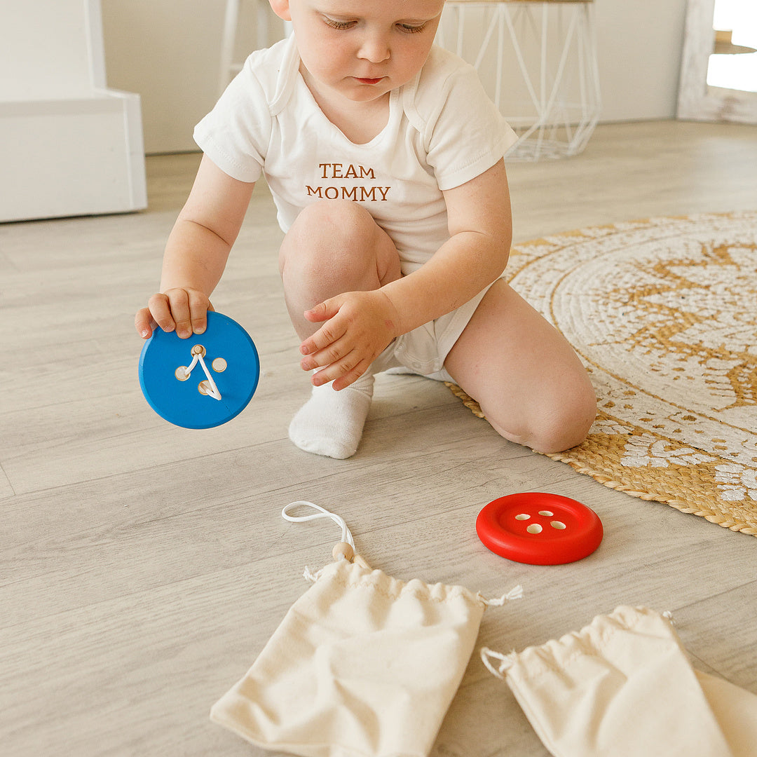 Developing Game Lacing Button Blue Montessori Toy
