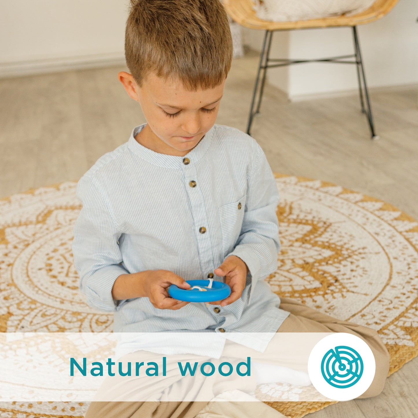 Developing Game Lacing Button Blue Montessori Toy