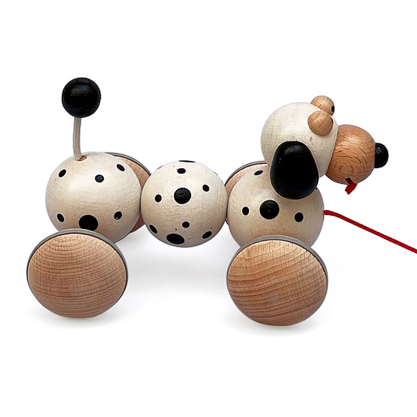 A Dalmatian toy on a string