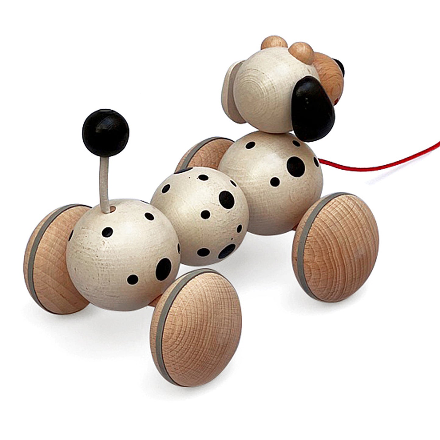 A Dalmatian toy on a string