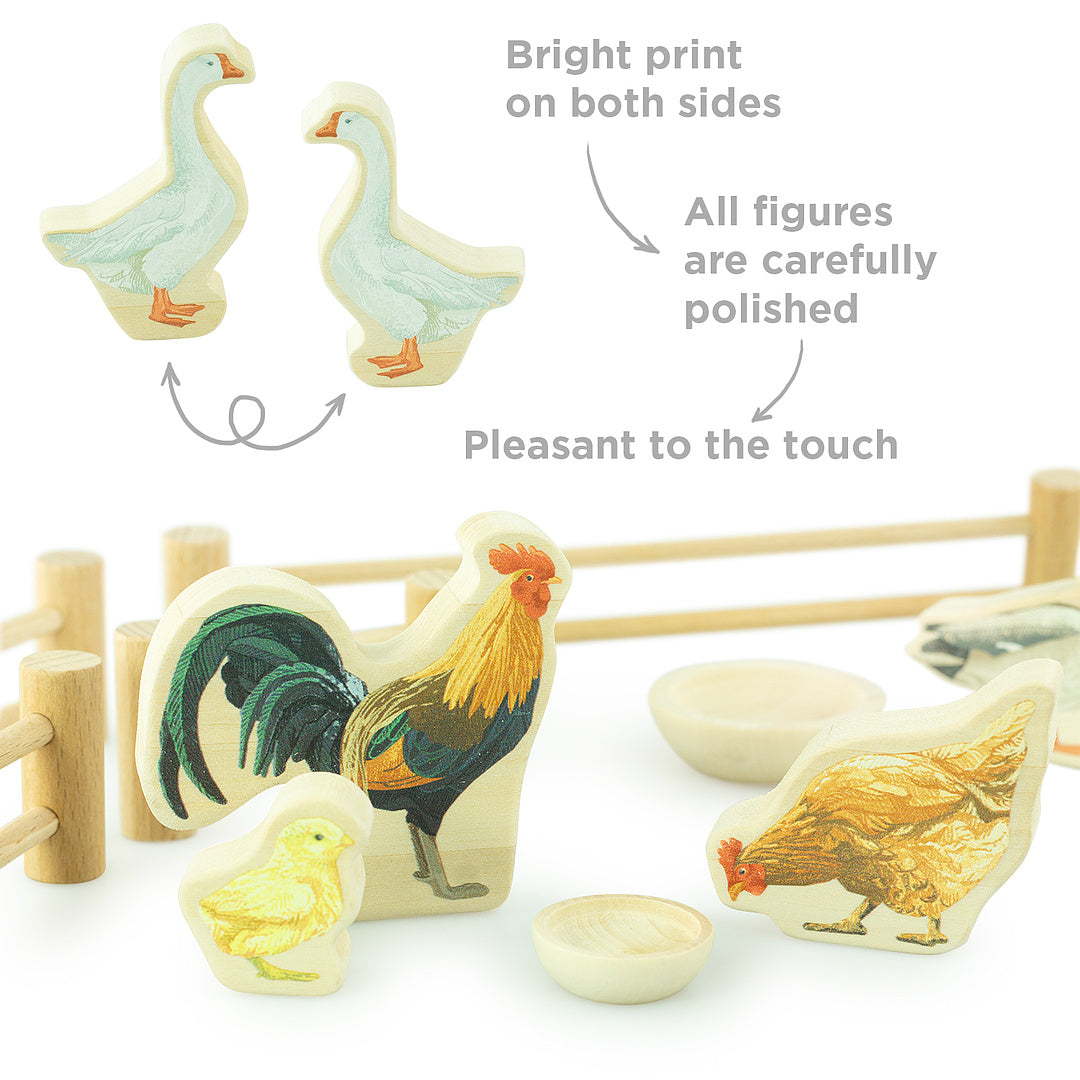 Wooden set "Farm" with animal figures 13 pcs