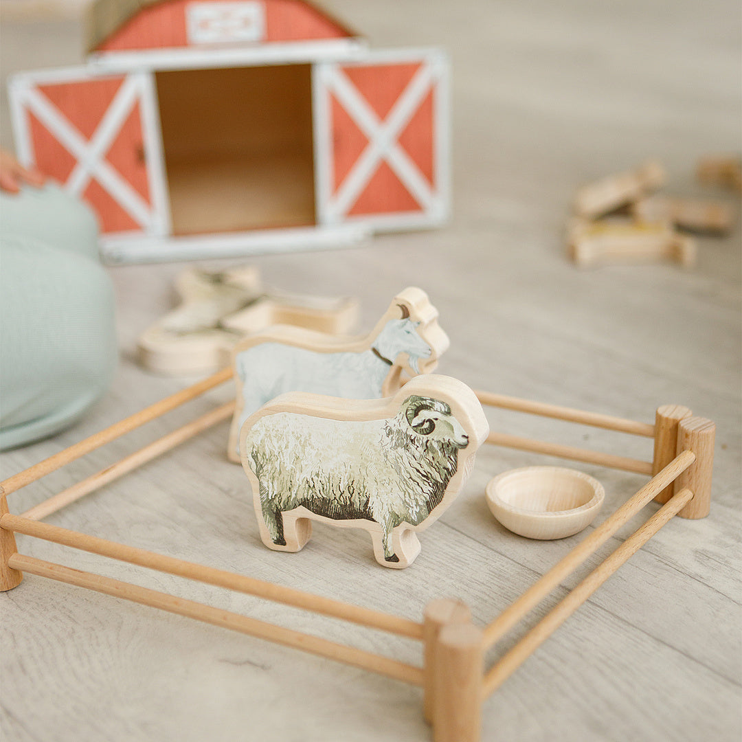 Wooden set "Farm" with animal figures 13 pcs