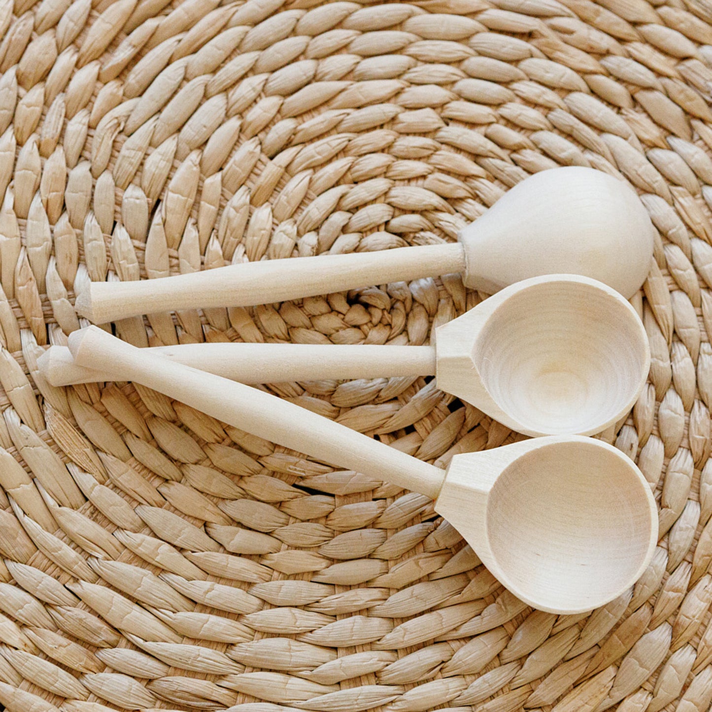 DIY 3 pcs Unfinished Wooden Spoons Set 14 cm