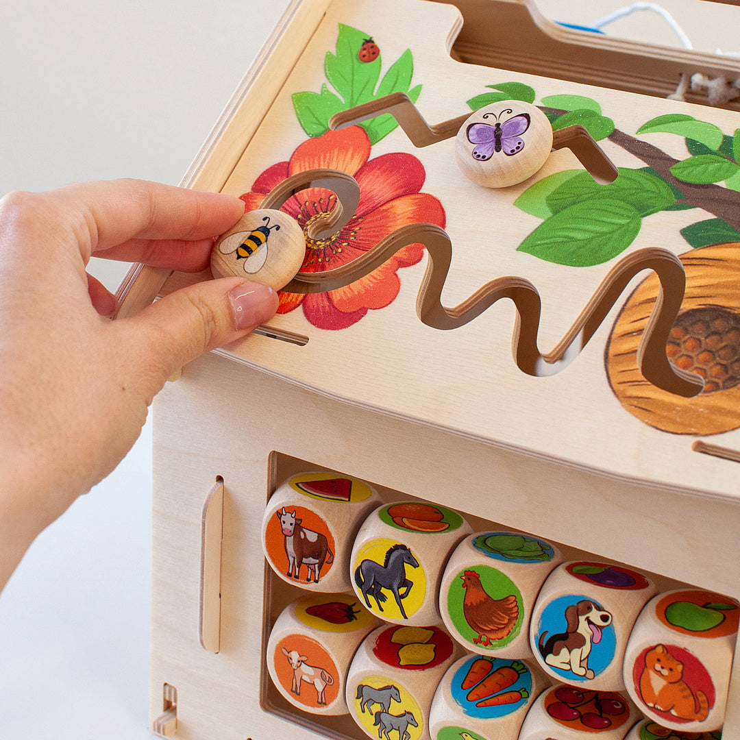 Wooden toy "Busy board house"