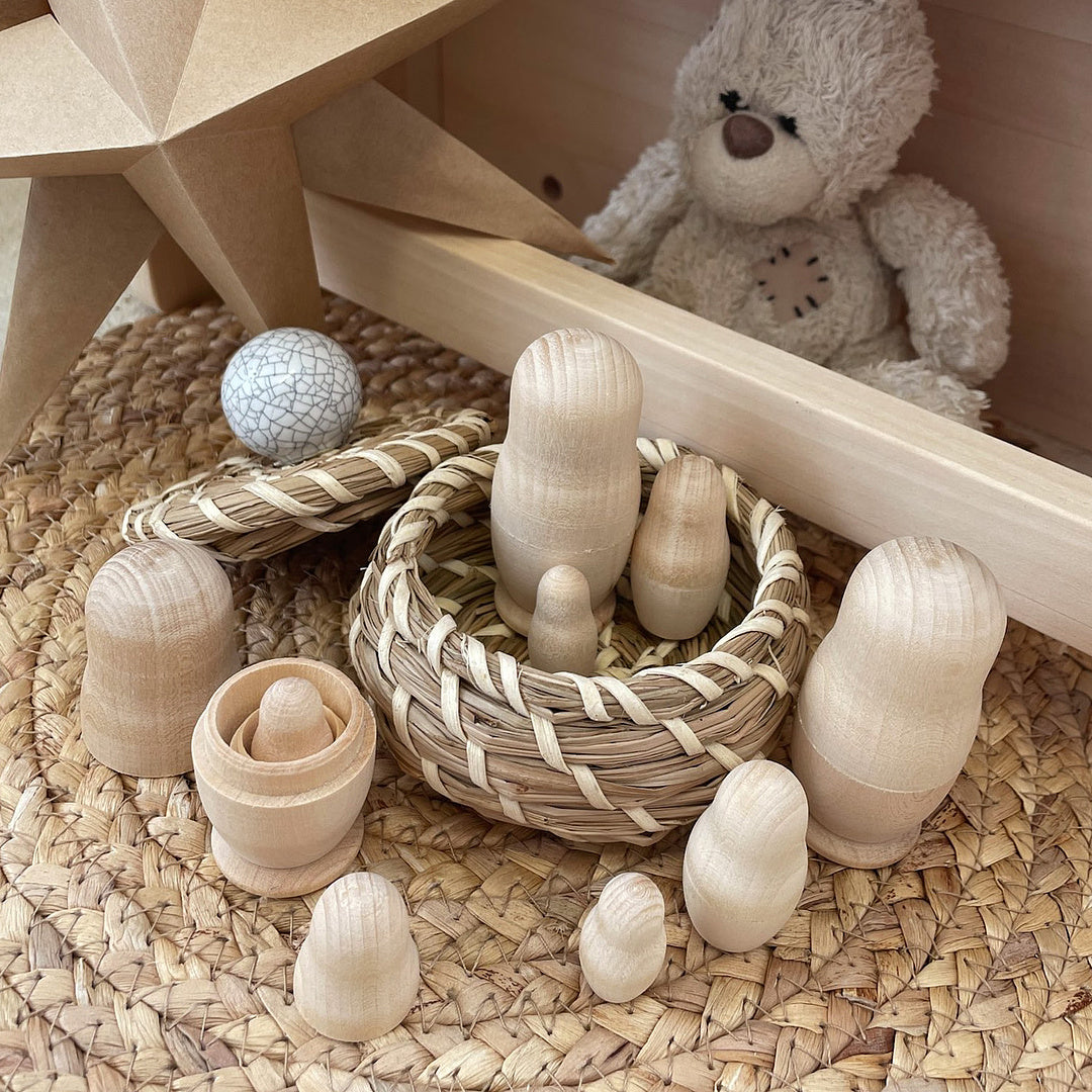DIY Unfinished Wooden Nesting Dolls Set 3 pcs 3 seats