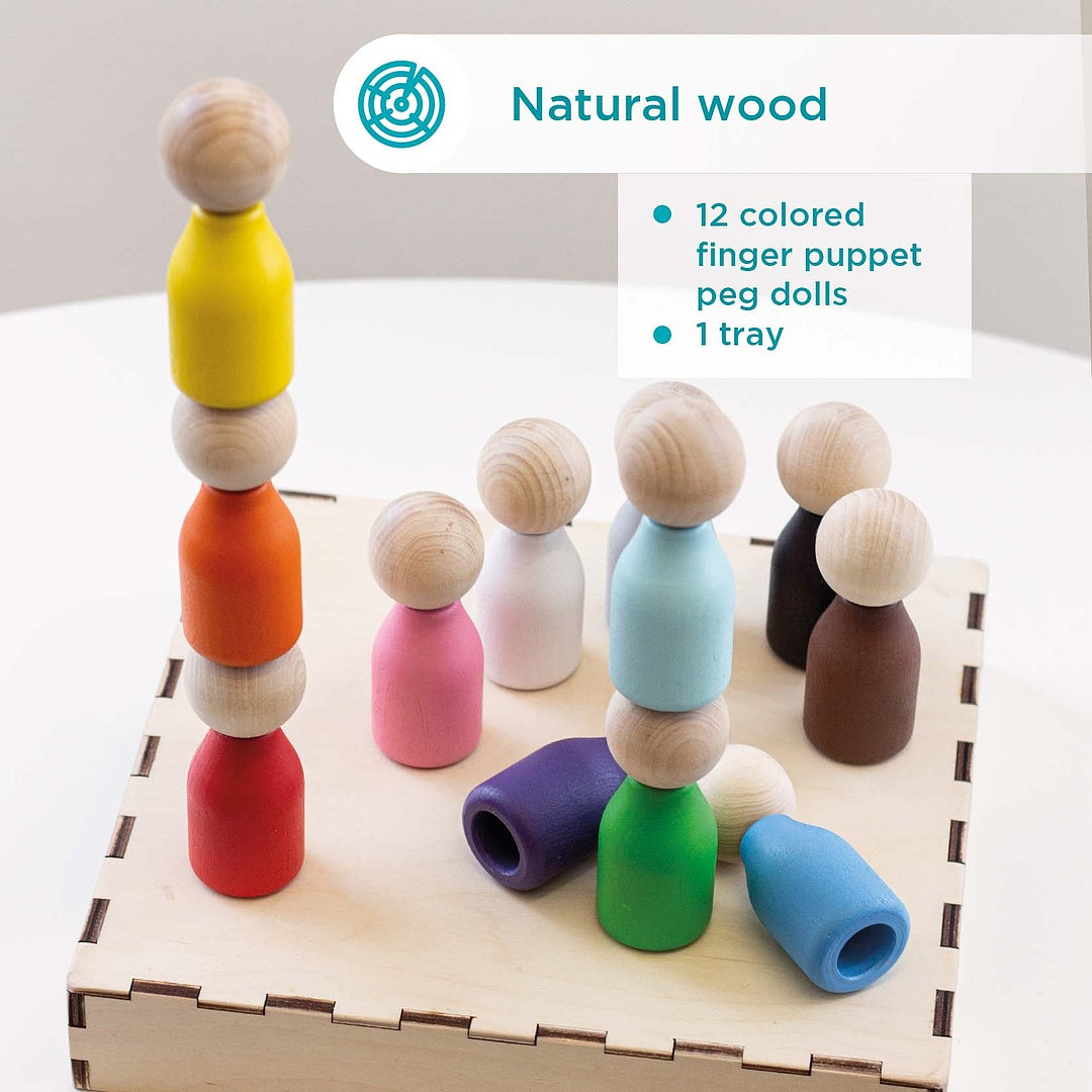 Wooden Montessori game "Peg dolls"