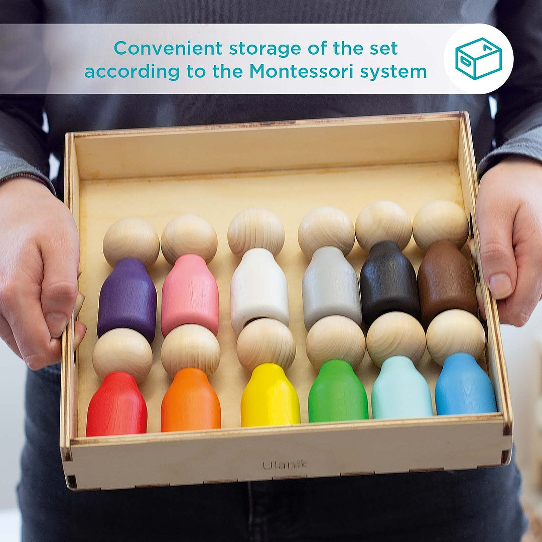 Wooden Montessori game "Peg dolls"