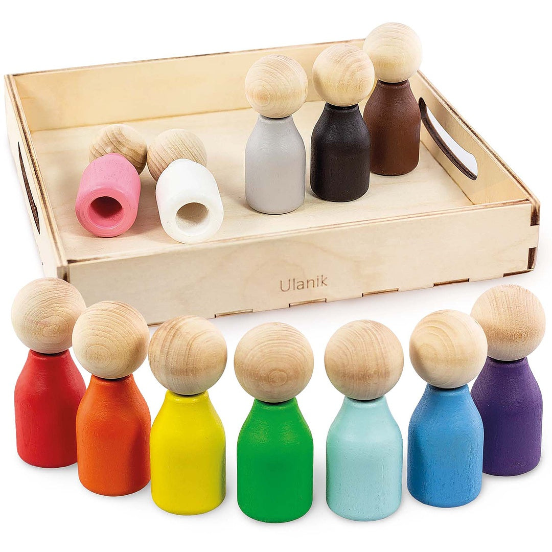 Wooden Montessori game "Peg dolls"