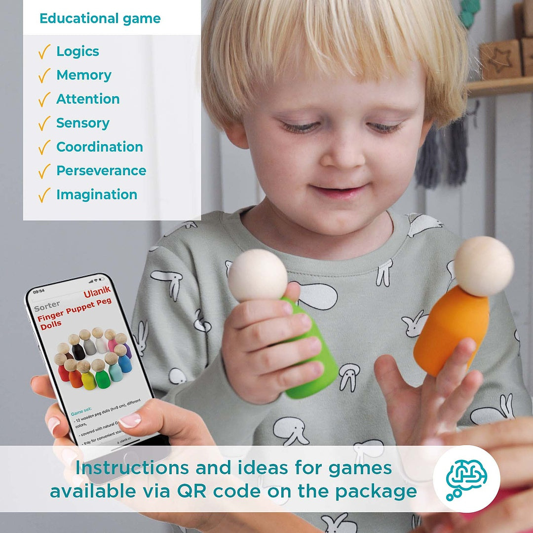 Wooden Montessori game "Peg dolls"