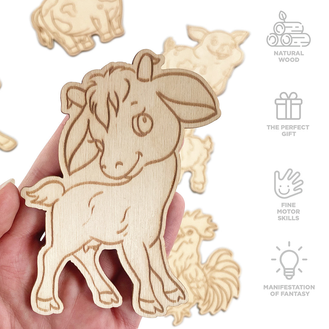 Wooden figures for painting "Animals" 8 pcs