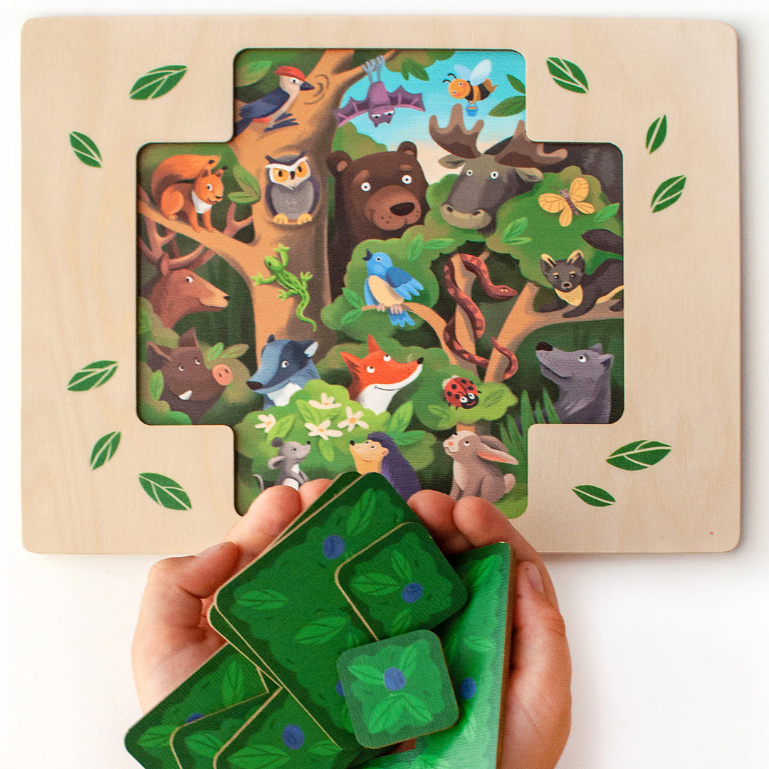 Wooden Tetris puzzle "Who found whom"