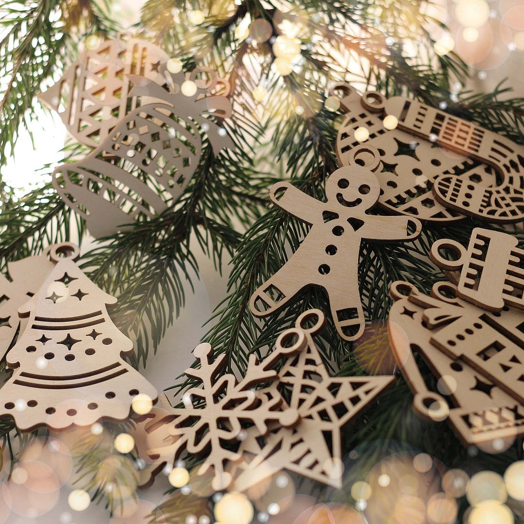 A set of 12 Christmas figures for coloring