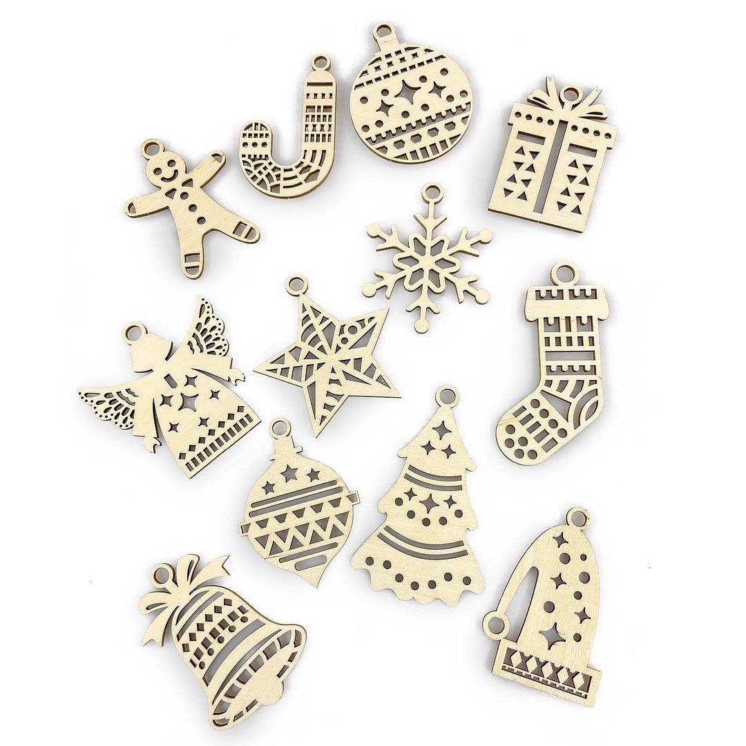 A set of 12 Christmas figures for coloring