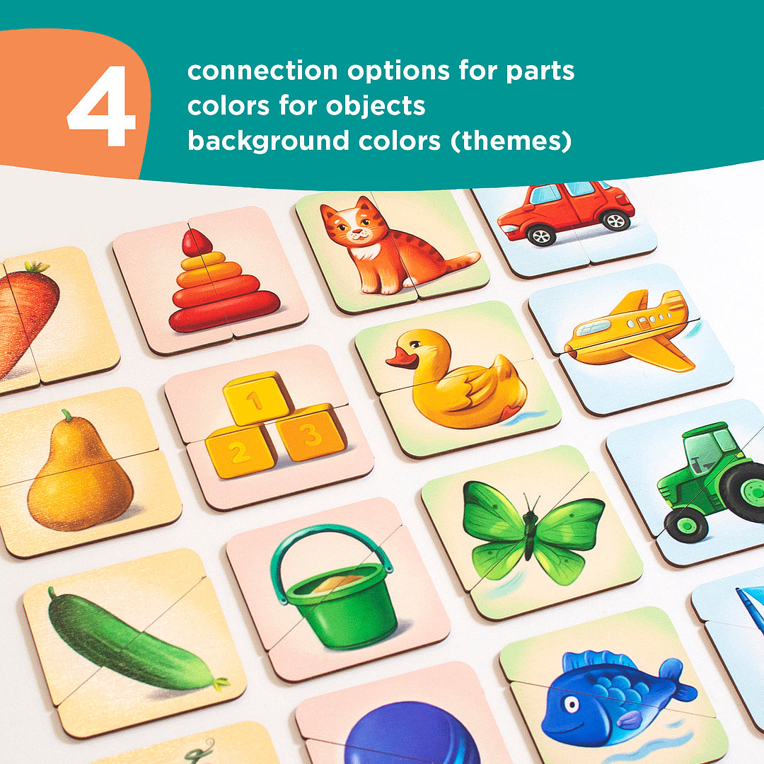 Puzzle halves for toddlers and shadows
