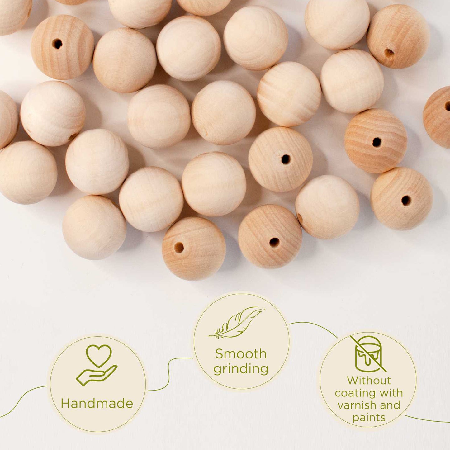 Wooden beads 20 mm 30 pcs