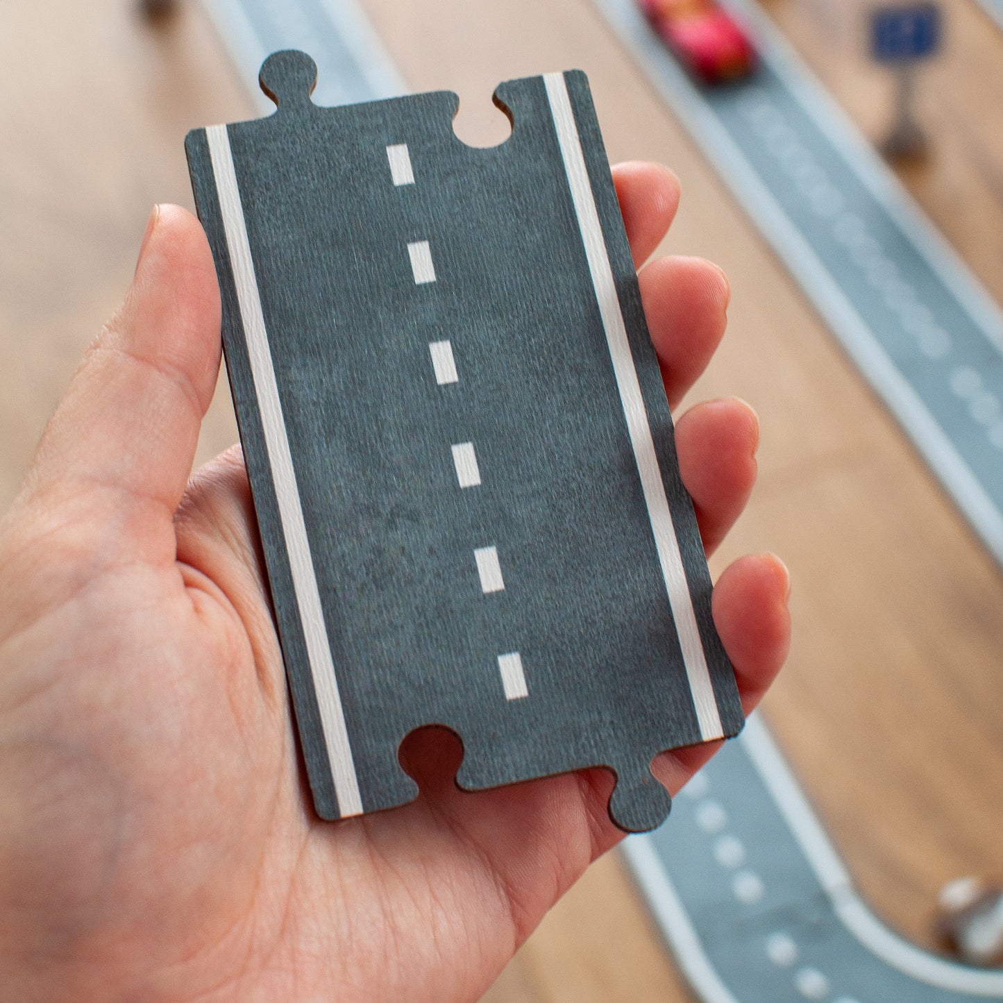Wooden puzzle road additional elements and traffic signs