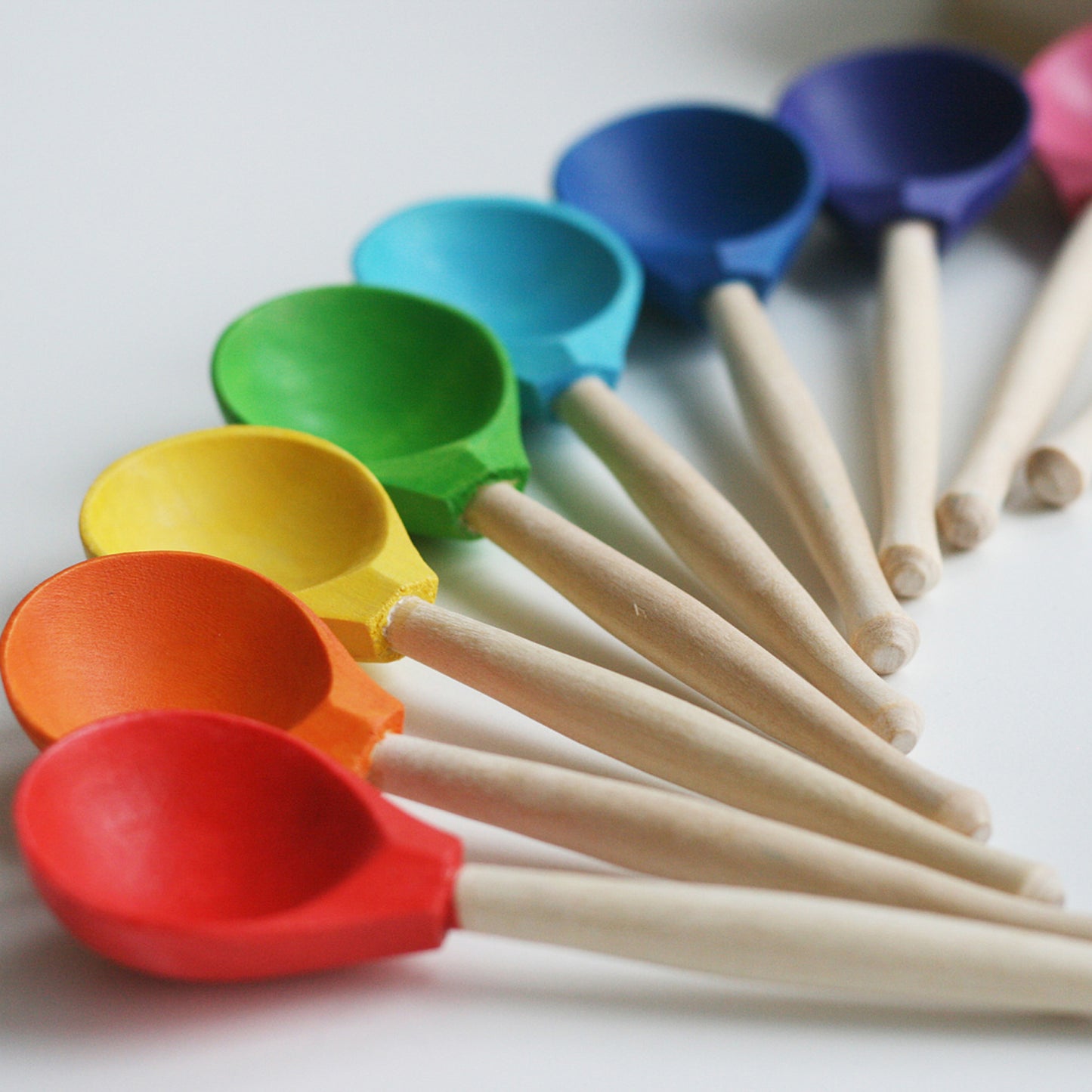 Set Colored Spoons 12 pcs Montessori Toy Wooden Sorter Game
