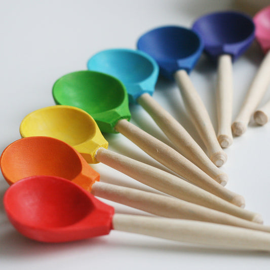 Set Colored Spoons 12 pcs Montessori Toy Wooden Sorter Game