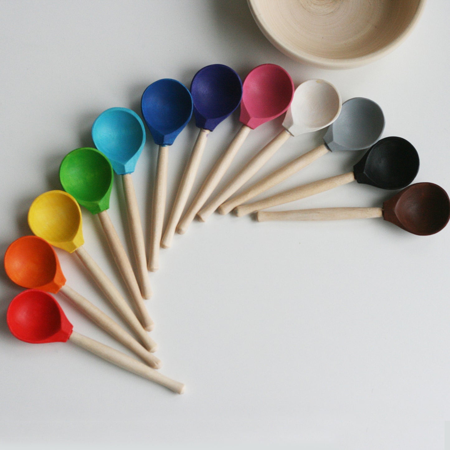 Set Colored Spoons 12 pcs Montessori Toy Wooden Sorter Game