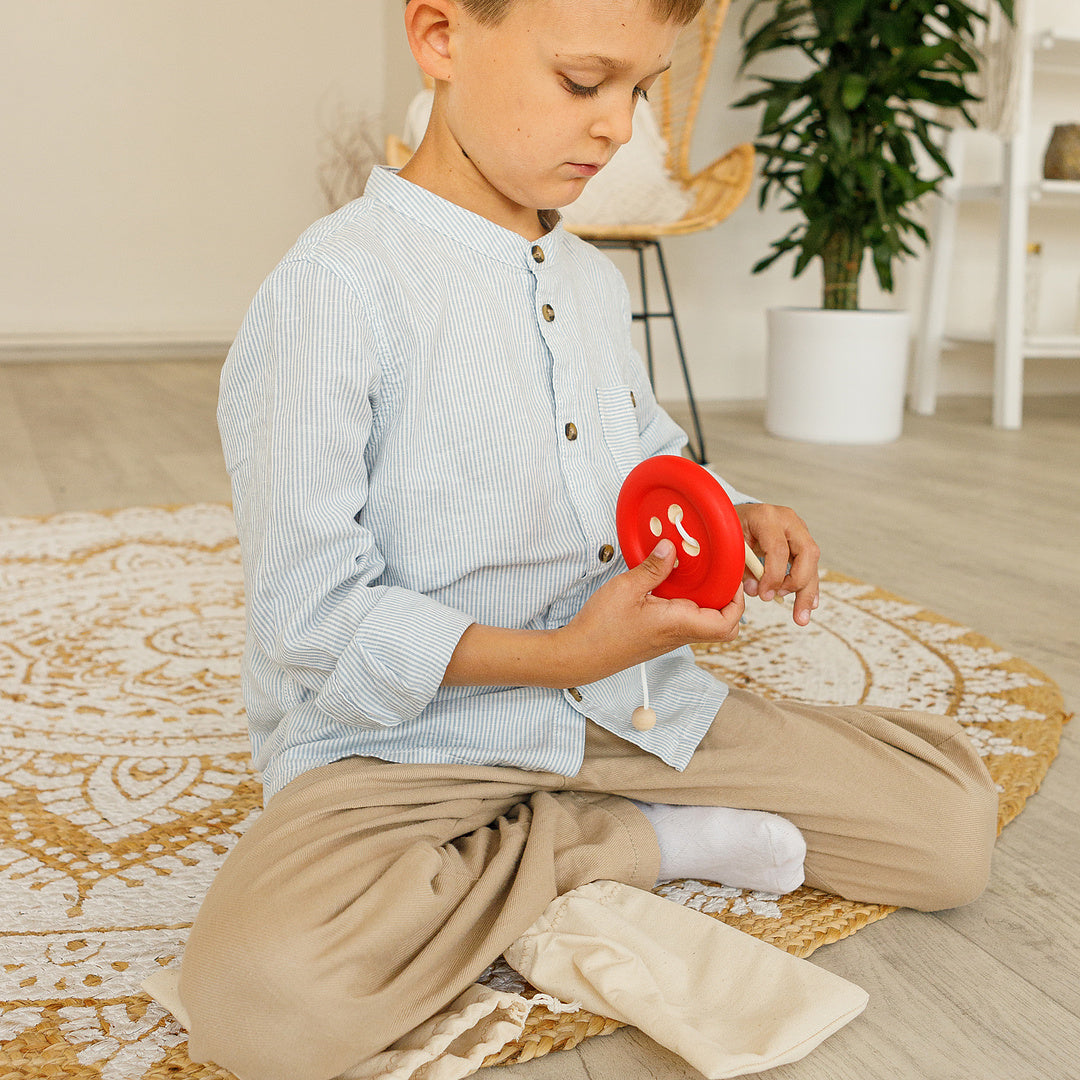 Developing Game Lacing Button Red Montessori Toy