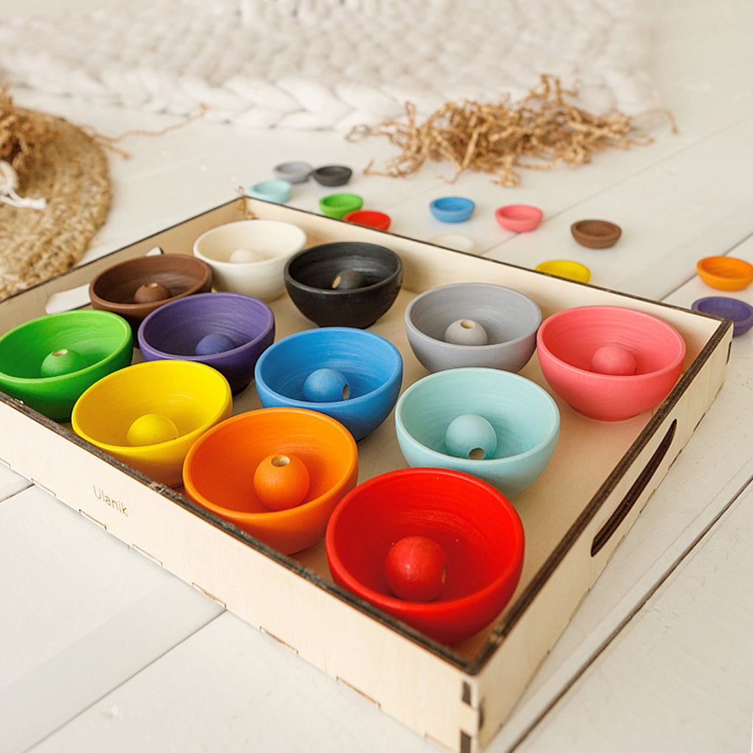 Lacing Small Montessori Toy Wooden 12 Balls 25 mm