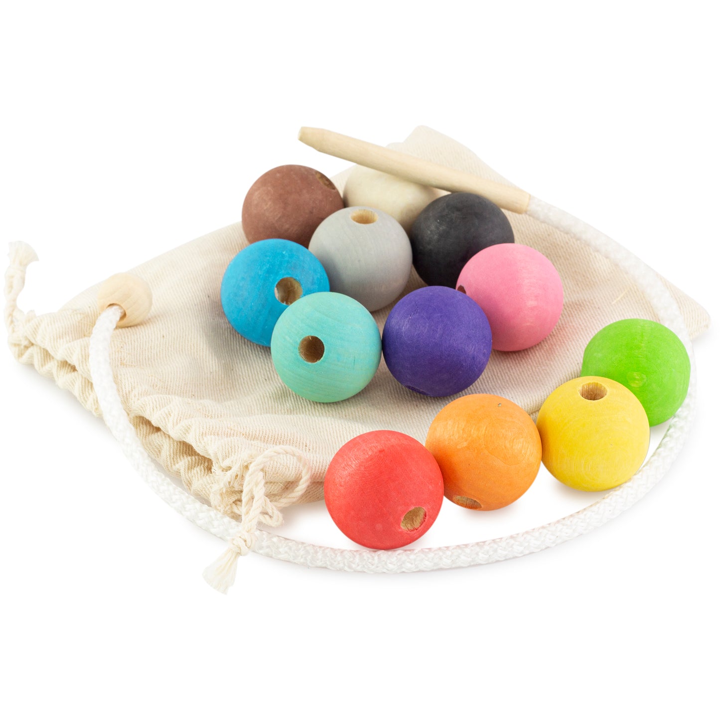 Lacing Average Montessori Toy Wooden 12 Balls 30 mm