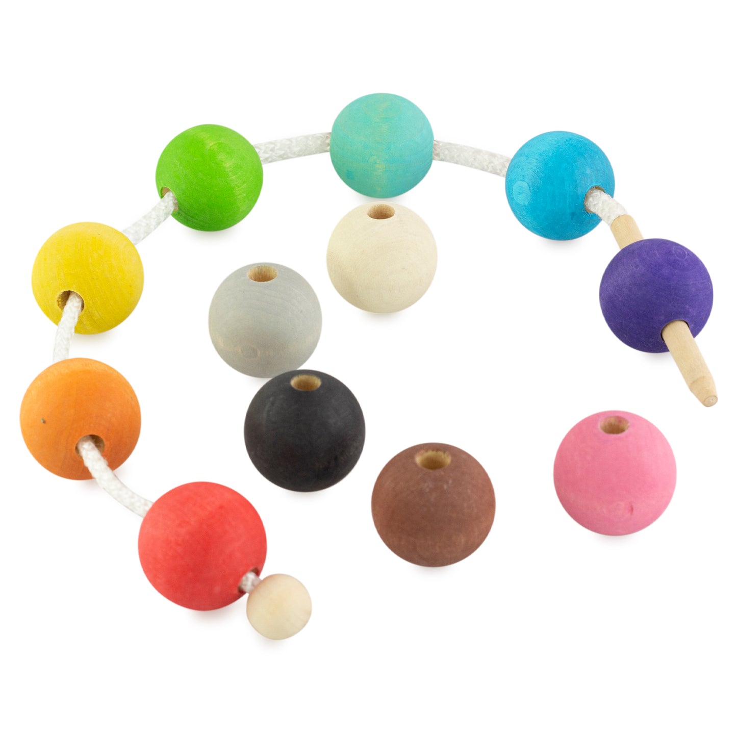 Lacing Average Montessori Toy Wooden 12 Balls 30 mm