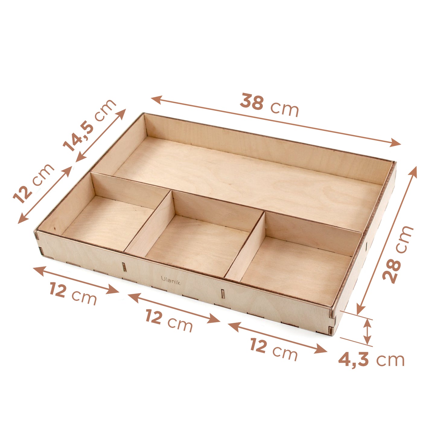 Wooden Tray for Sorting 4 Sections Montessori