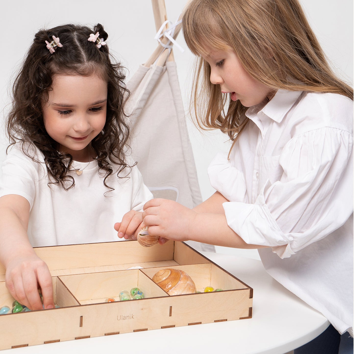 Wooden Tray for Sorting 4 Sections Montessori