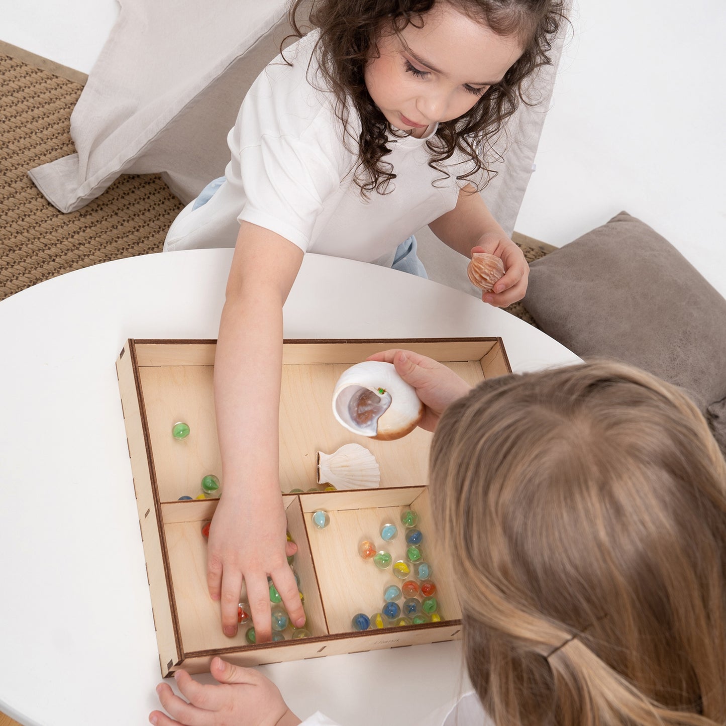 Wooden Tray for Sorting 4 Sections Montessori