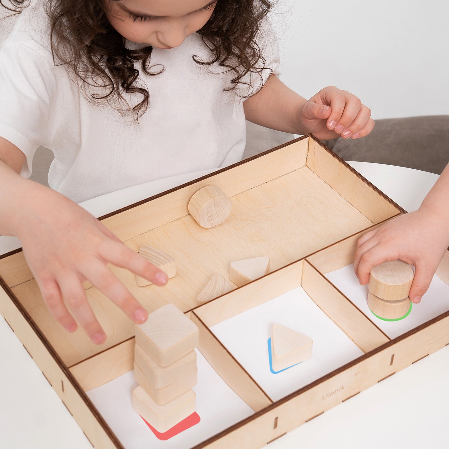 Wooden Tray for Sorting 4 Sections Montessori