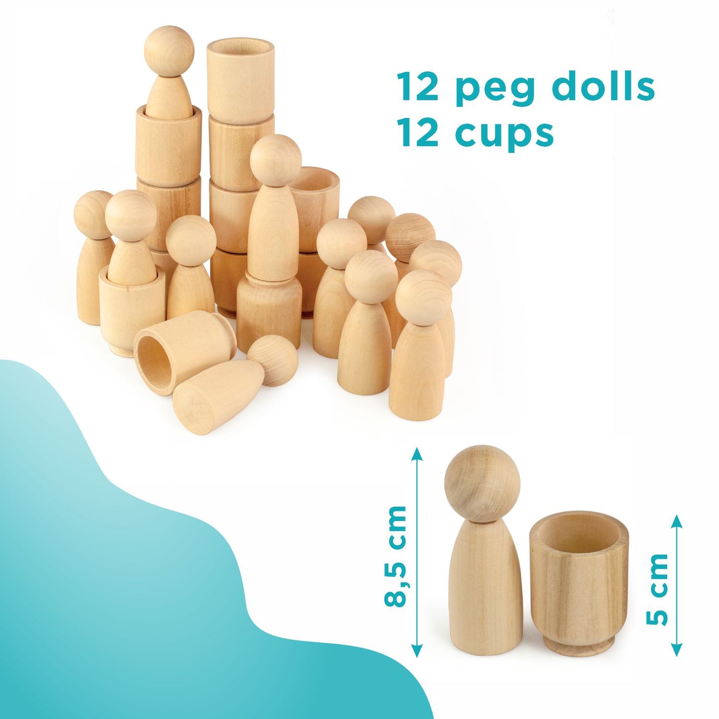 DIY Unpainted Peg Dolls in Cups Montessori Toy Wooden Sorter Game