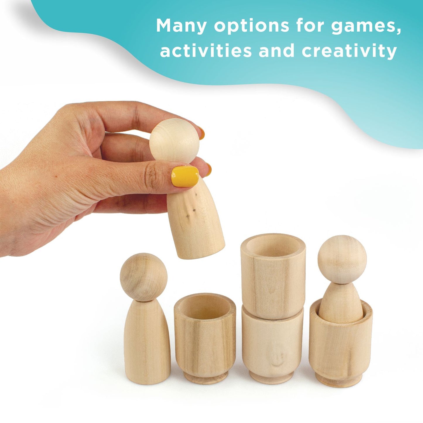 DIY Unpainted Peg Dolls in Cups Montessori Toy Wooden Sorter Game