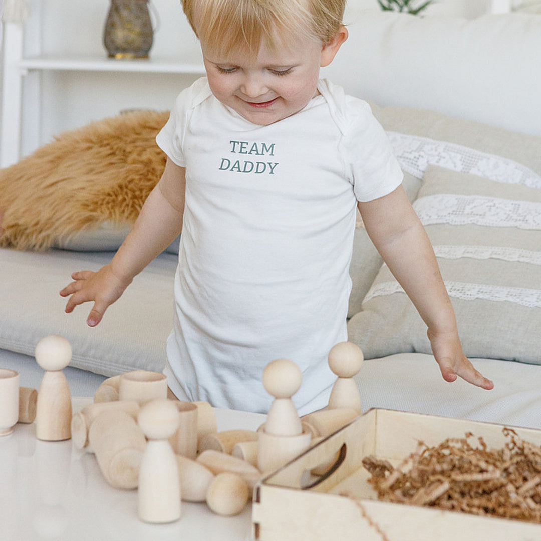 DIY Unpainted Peg Dolls in Cups Montessori Toy Wooden Sorter Game