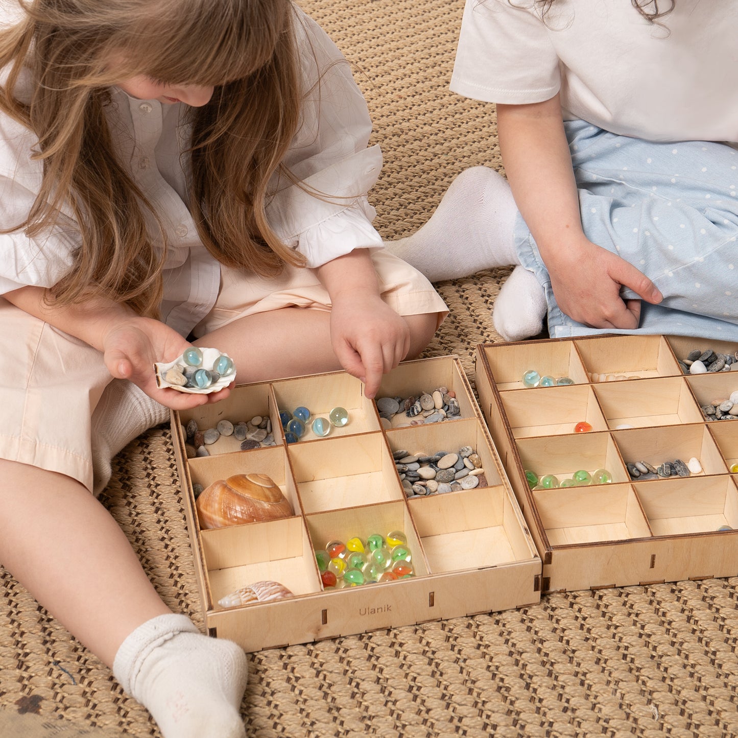 Wooden Tray for Sorting 9 Sections Montessori