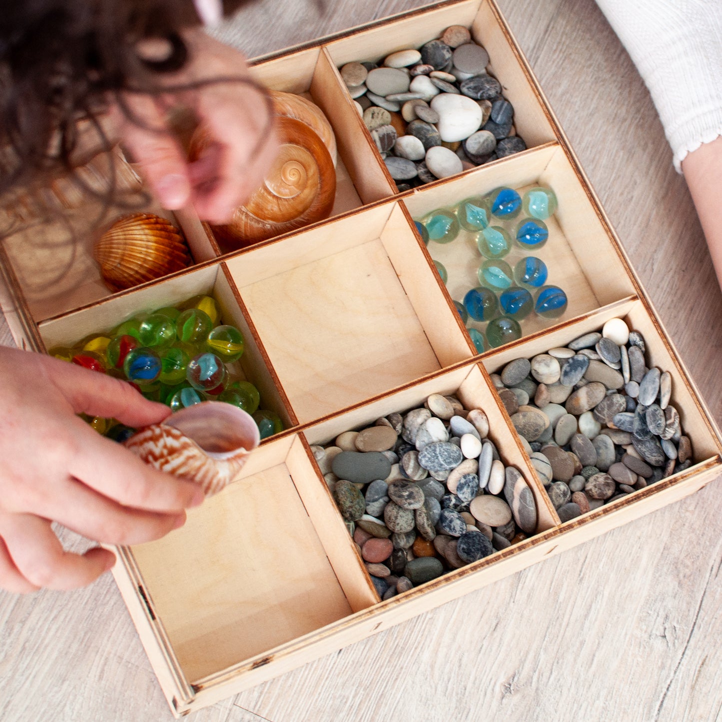 Wooden Tray for Sorting 9 Sections Montessori
