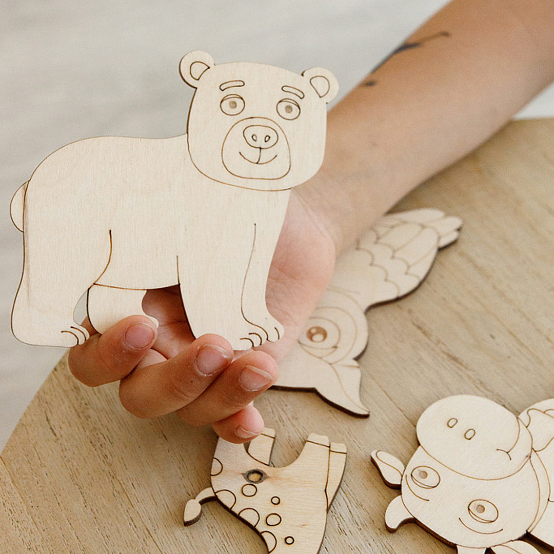Wooden colouring models "Animals" 12 pcs