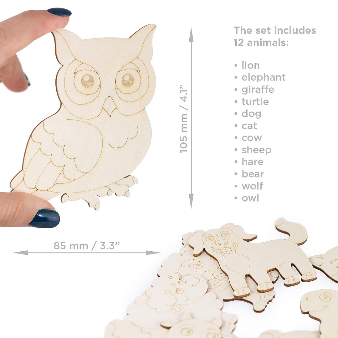 Wooden colouring models "Animals" 12 pcs
