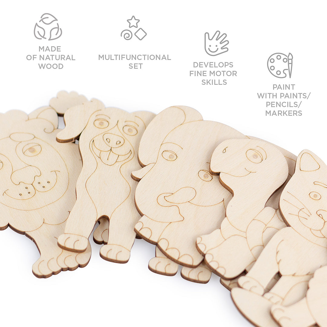 Wooden colouring models "Animals" 12 pcs