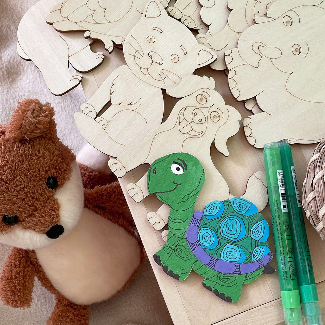 Wooden colouring models "Animals" 12 pcs