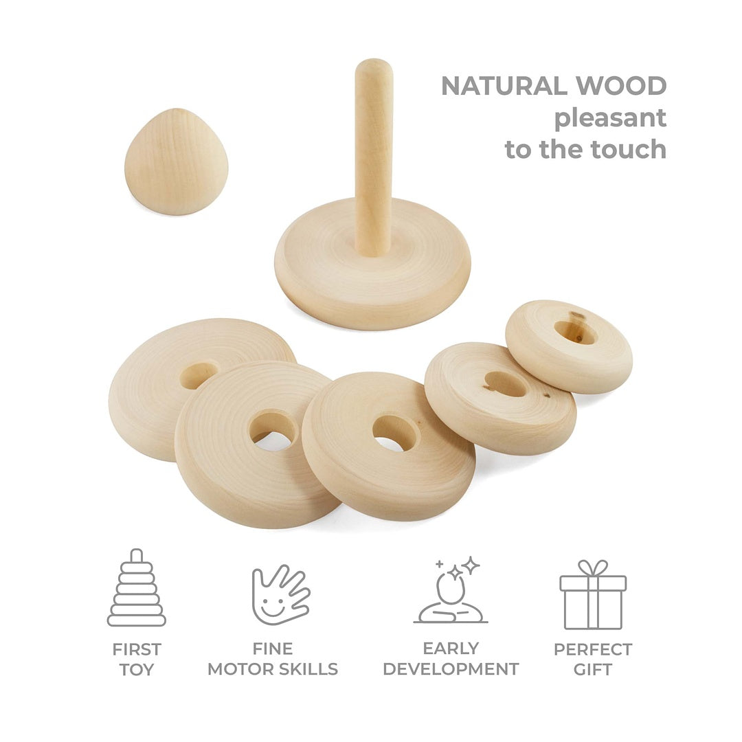 DIY Unfinished Rings Stacker Montessori Toy Wooden Stacking Rings 5 pcs 17 cm