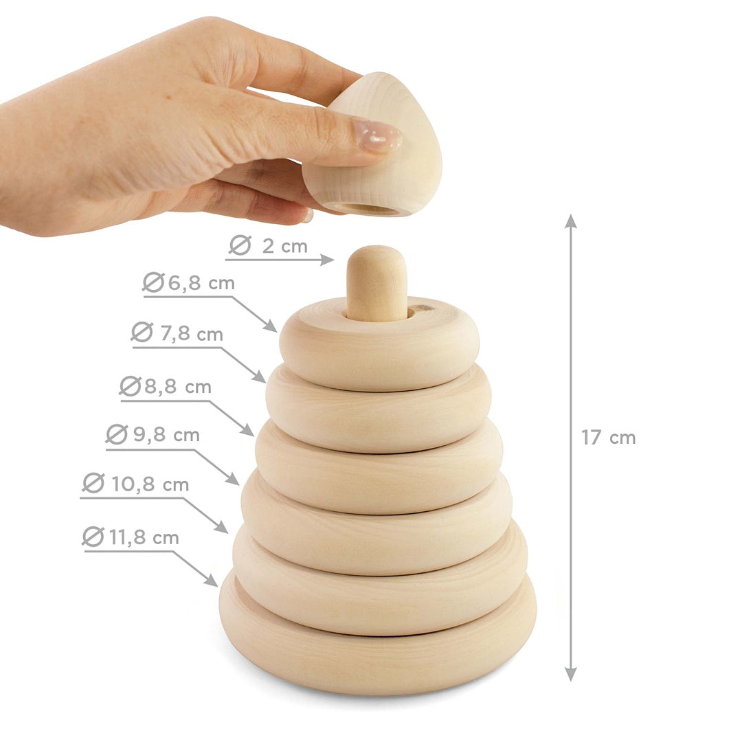 DIY Unfinished Rings Stacker Montessori Toy Wooden Stacking Rings 5 pcs 17 cm
