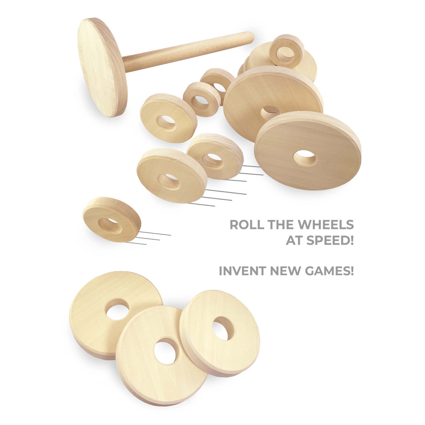 DIY Unfinished Rings Stacker Montessori Toy Wooden Stacking Rings 15 pcs 26 cm