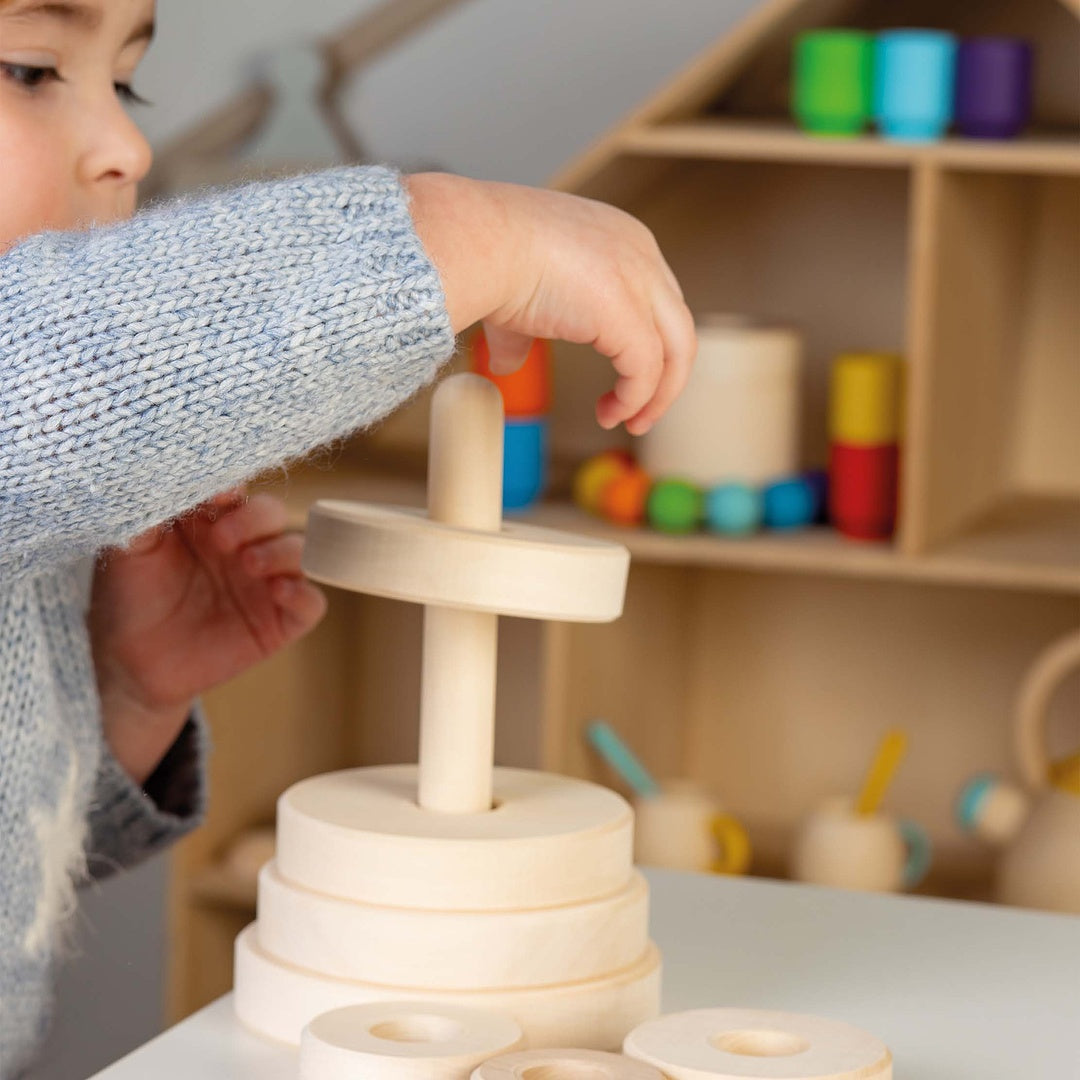 DIY Unfinished Rings Stacker Montessori Toy Wooden Stacking Rings 7 pcs 17 cm