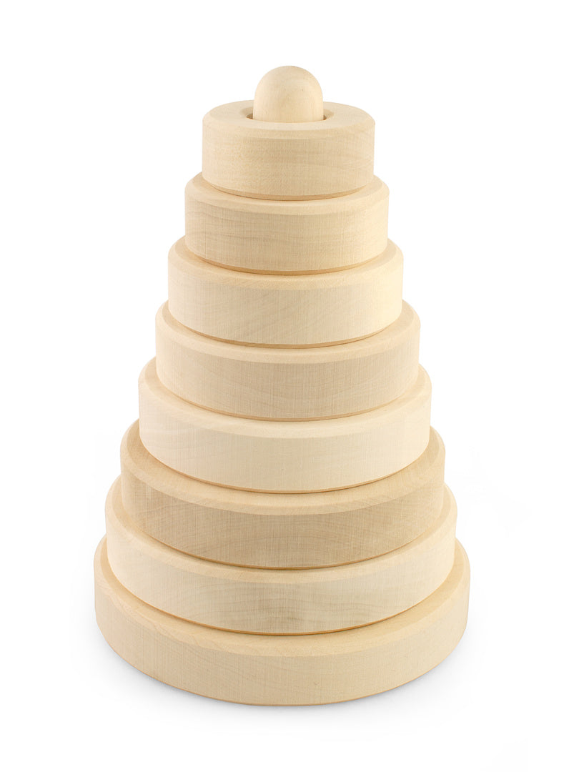 DIY Unfinished Rings Stacker Montessori Toy Wooden Stacking Rings 7 pcs 17 cm